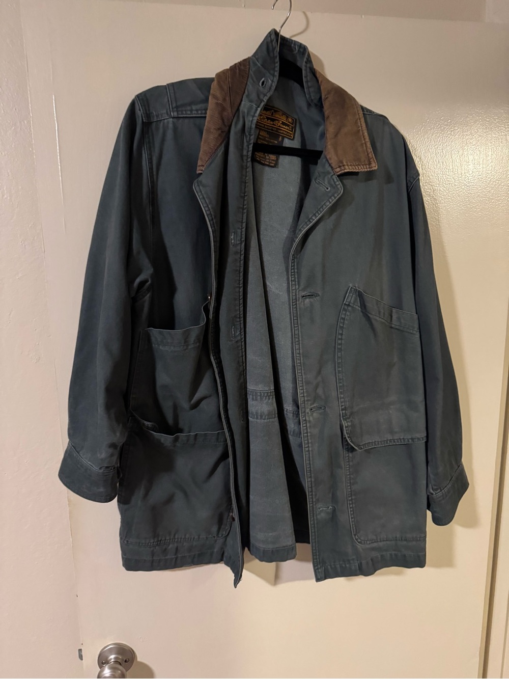 Eddie Bauer Field Jacket with Brown Corduroy Collar - Teal - Picture 2 of 3